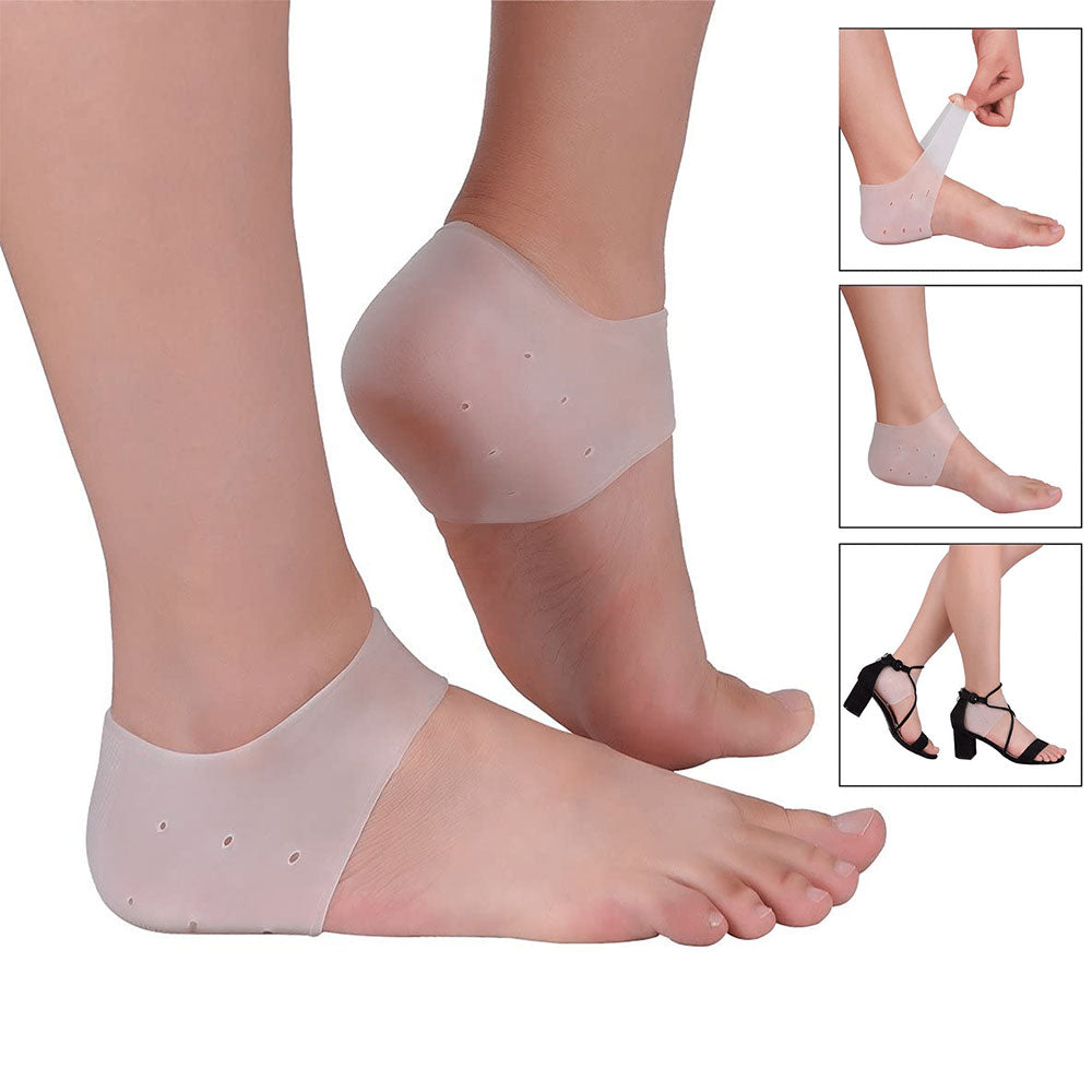 4pcs Plantar Fasciitis Heel Cushion Foot Sleeves Silicone Heel