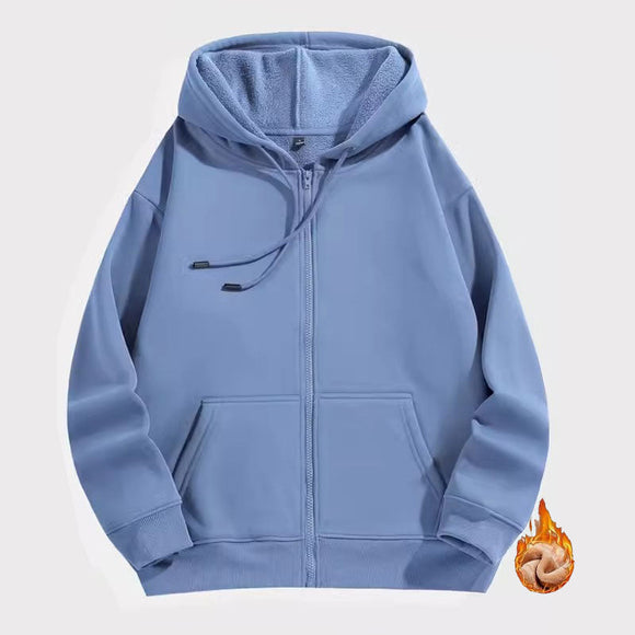 Casual Zip-Up Fleece Hoodies Long Sleeve Soft Hooded Sweatshirt Jackets Tops