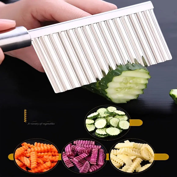 Crinkle Cutter Knife Stainless Steel Cutting Tool for Potato Carrot Chip Vegetable