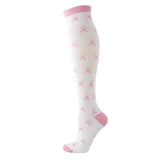 6 Pairs Pink Bowknots Knee-High Compression Socks Sports Stockings
