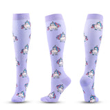 6 Pairs Knee-High Compression Socks Animal Cartoon Pattern Sports Stockings
