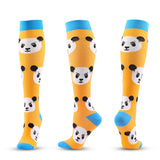 6 Pairs Knee-High Compression Socks Animal Cartoon Pattern Sports Stockings
