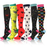 6 Pairs Knee-High Compression Socks 20-30mmhg Sports Stockings
