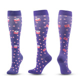 7 Pairs Knee-High Compression Socks Heart Pattern Sports Color Stockings