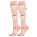 6 Pairs Knee-High Compression Socks Fruit Pattern Sports Stockings