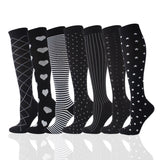 7 Pairs Knee-High Compression Socks 20-30mmhg Sports Stockings