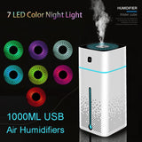 1000ml USB Air Humidifier Ultrasonic Mist Purifier Night Light