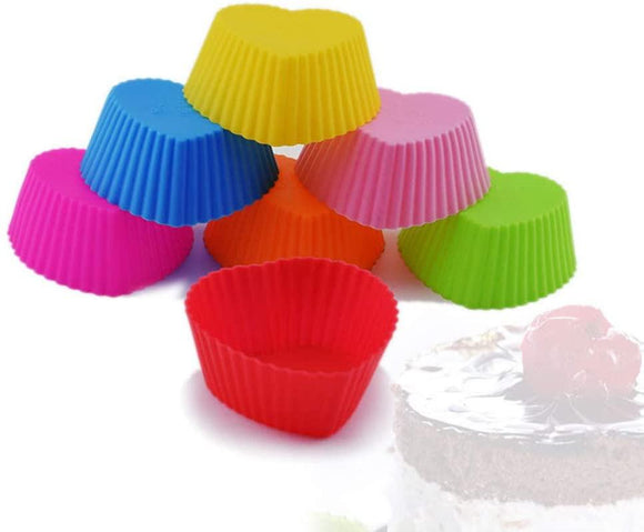 10Pcs Heart Shaped Cupcake Liners Silicone Baking Cups Molds