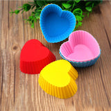 10Pcs Heart Shaped Cupcake Liners Silicone Baking Cups Molds