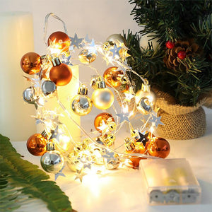 20LED Battery Operated Christmas Tree Ball String Lights with Jingle Bell and Twinkle Star