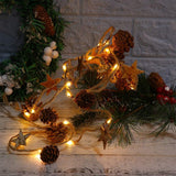 20 LED Christmas Pinecone Wood Star String Lights Xmas Garland Light