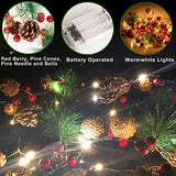 20 LED Christmas String Lights Pinecone Red Berry Bell Xmas Fairy Light