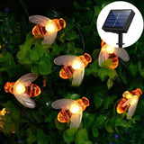 30 LED Honey Bee Fairy String Lights Solar Powered Waterproof Decor