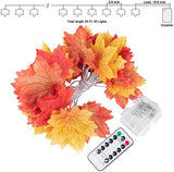 20 LED Maple Leaf String Lights with Remote Control 8 Modes for Thanksgiving Christmas