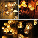20 LED Rattan Lights Thailand Sepak Takraw Ball String Lights Solar Powered Waterproof Decor