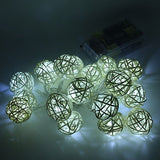 20 LED Rattan Lights Thailand Sepak Takraw Ball String Lights Solar Powered Waterproof Decor