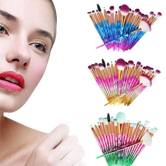 20Pcs Diamond Eyeshadow Eyeliner Blending Makeup Brushes Set 