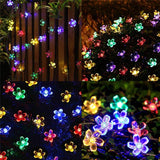 50 LED Peach Flower Solar Powered Waterproof Fairy String Lights