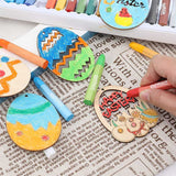 20pcs Easter Wooden Drawing Hanging Ornaments DIY Easter Eggs Craft