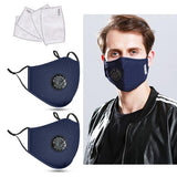 2Packs Cotton Cloth Anti-Dust Face Mask with Breathing Valve & 4pcs PM2.5 Filters