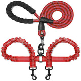 360 Swivel Dual Double Dog Leash with Tangle Free Shock Absorbing Bungee
