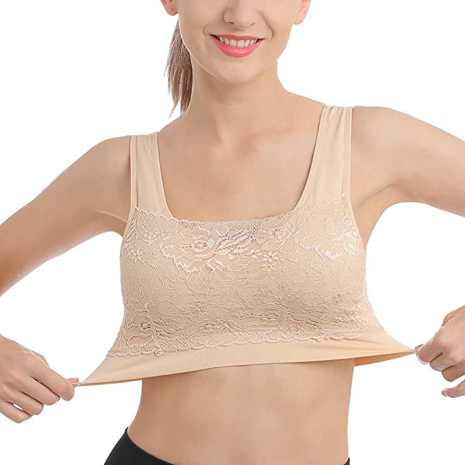 Women's Seamless Lace Bra Top with Front Lace Cover Sports Bra – aBetterMe  NZ