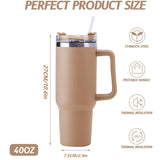 40 oz Tumbler Insulated Reusable Stainless Steel Water Bottle Travel Mug Iced Coffee Cup
