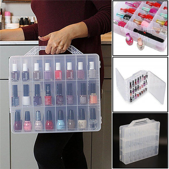 48 Grid Nail Polish Storage Box Makeup Organizer Portable Nail