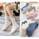 4 Pairs Women Warm Soft Fluffy Slipper Socks Cozy Sleeping Socks