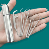 Portable Stainless Steel Toothpicks Pocket Set with Holder Dispenser