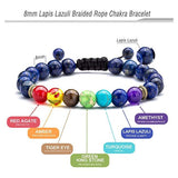 6pcs Adjustable Men Women 8mm 7 Chakras Lava Stone Bead Health Care Bracelet