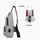 Anti Theft Men's Shoulder Bag USB Charging Crossbody Messengers Handbag Bags