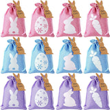 24Pcs Easter Linen Gift Bag Bunny Party Decoration Rabbit Favor Pouch