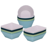 24 Pack Reusable & Non-stick Muffin Cupcake Liners 3 Shapes Cake Molds Sets