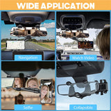 360° Retractable Phone Navigation Holder Universal Car Rearview Mirror Bracket