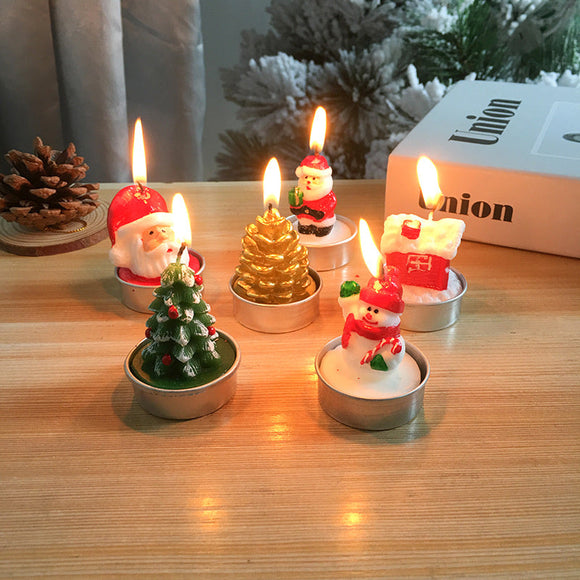White Tea Lights Santa Claus Christmas Candles Decorations