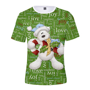 Christmas T-shirts Sports Xmas Gift Santa Claus 3D Graphic Summer Top Tees for Kids Alduts