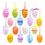 12pcs/pack Colorful Plastic Easter Eggs Hanging Ornaments Decoration