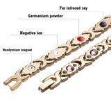 Crystal Rhinestone Titanium Magnetic Therapy Health Bracelet Pain Relief