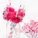 20Pcs Disposable Flamingo Paper Drinking Straw Decorations