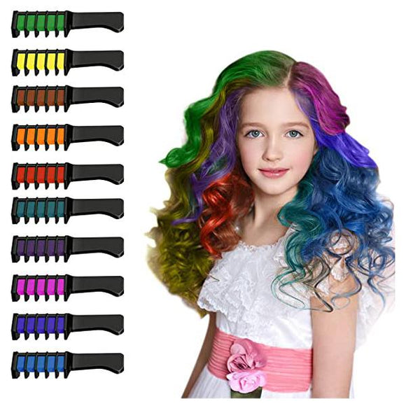 Qivange Hair Chalk Combs, 6 Pcs Non-Toxic Temporary Hair Colour Chalk for  Kids