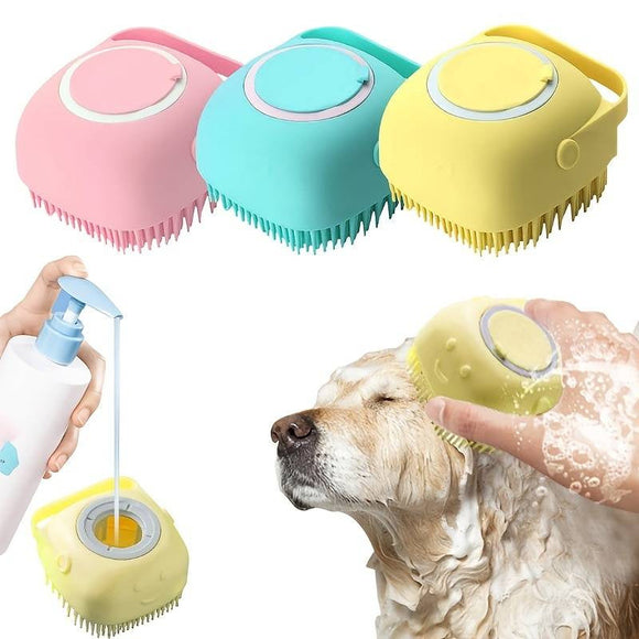 Silicone Rubber Dog Cat Grooming Bath Brush Massage Hair Fur Cleaning Brush Comb