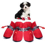 4Pcs Anti-Slip Sole Winter Snow Dog Booties with Reflective Straps Dog Shoes