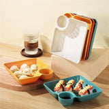 Plastic Serving Platter Dumpling Plate Tray with Sauce Compartment