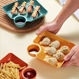 Plastic Serving Platter Dumpling Plate Tray with Sauce Compartment