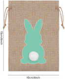24Pcs Easter Linen Gift Bag Spring Bunny Party Decoration Rabbit Pouch