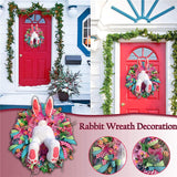 Easter Rabbit Bunny Wreaths with Butt Ears for Door Porch Wall Farmhouse Decor