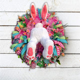 Easter Rabbit Bunny Wreaths with Butt Ears for Door Porch Wall Farmhouse Decor