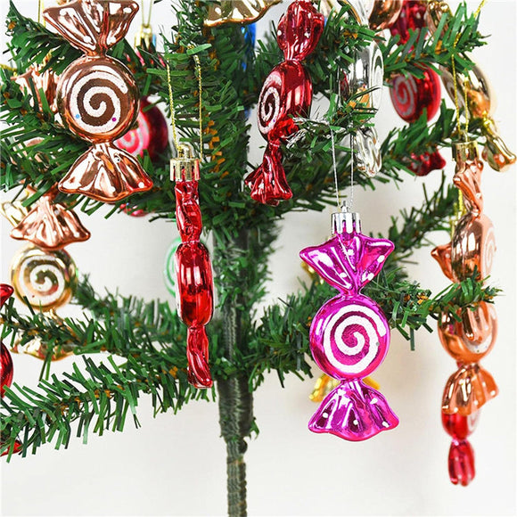 6pcs Electroplated Candy Christmas Decor Xmas Tree Hanging Pendant