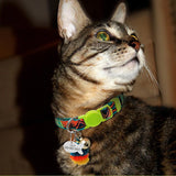 Ethnic Cloth Tassel Breakaway Cat Collar with Personalized ID Tags for Kitty Puppy